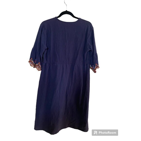 Shineflow cotton embroidered dress navy blue One Size - Picture 3 of 6